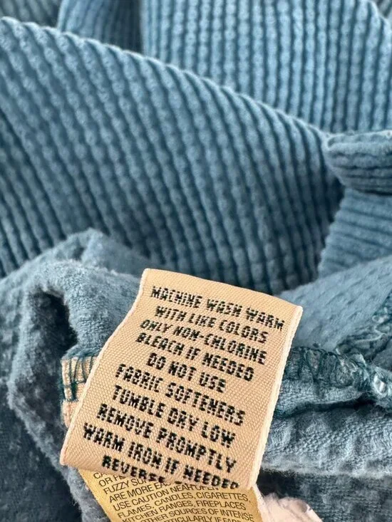 L.L. Bean Comfort Corduroy Relaxed Shirt Womens 1X Blue Cotton Pocket TP-3861 - Picture 9 of 9